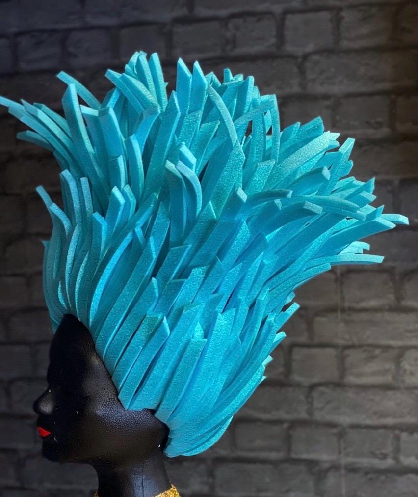 Foam pruik / hoofddeksel Turqoise